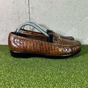 SAS Metro Cognac Brown Croc Animal Print Loafers Shoes Women’s 6.5 Medium